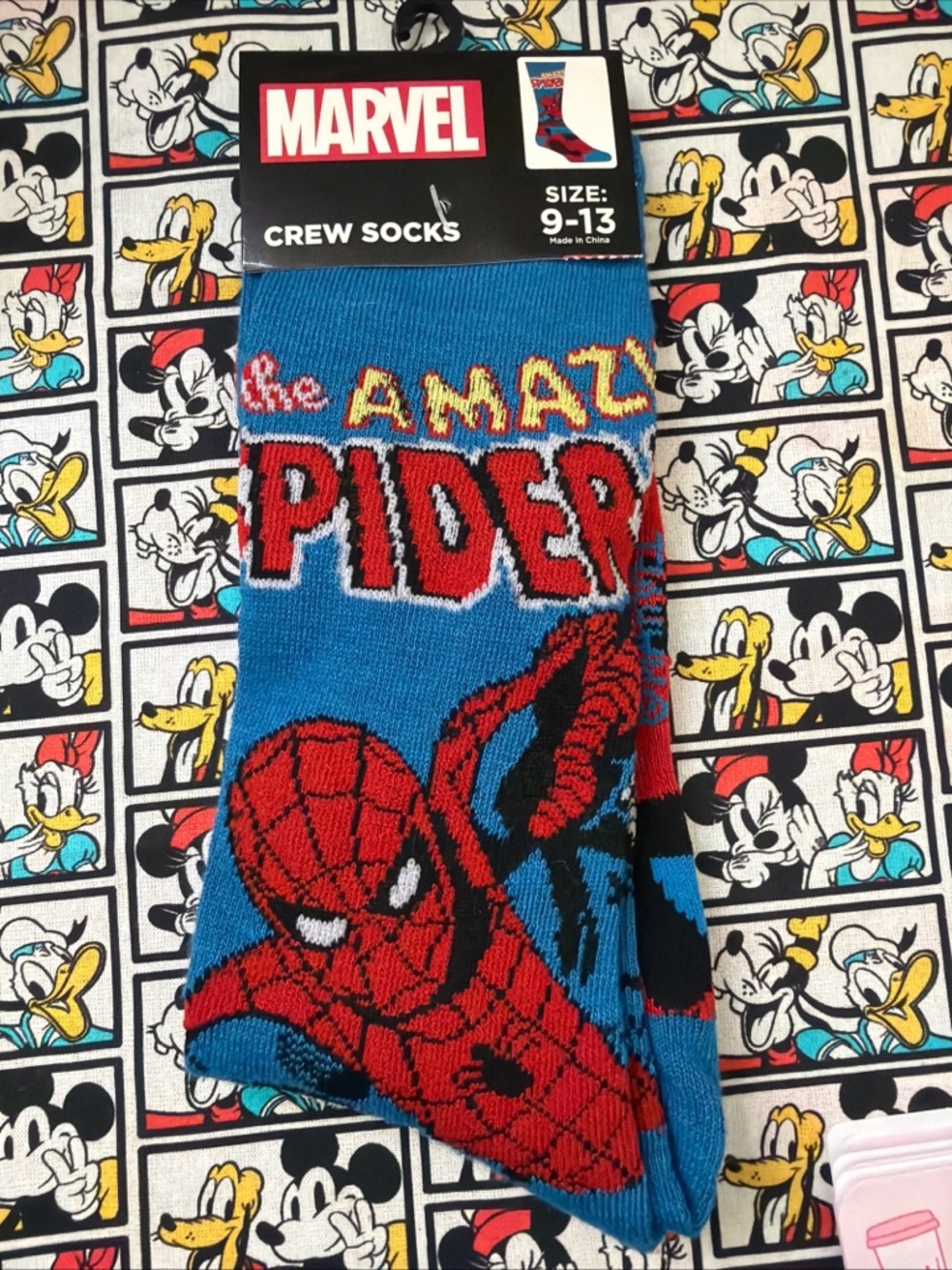 Marvel Spider-Man Blue and Red Crew Socks New Adult